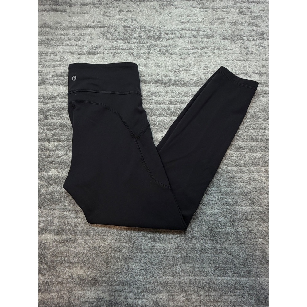 Lululemon All The Right Places Leggings Women 8 Black 23" Crop Pockets W5CQFS
